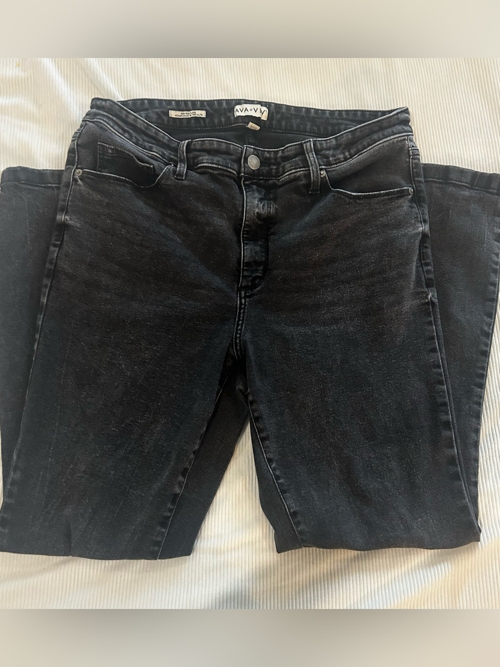 Ava & Viv High Rise Flare Jeans Black Stretch Women's Plus Size 18W